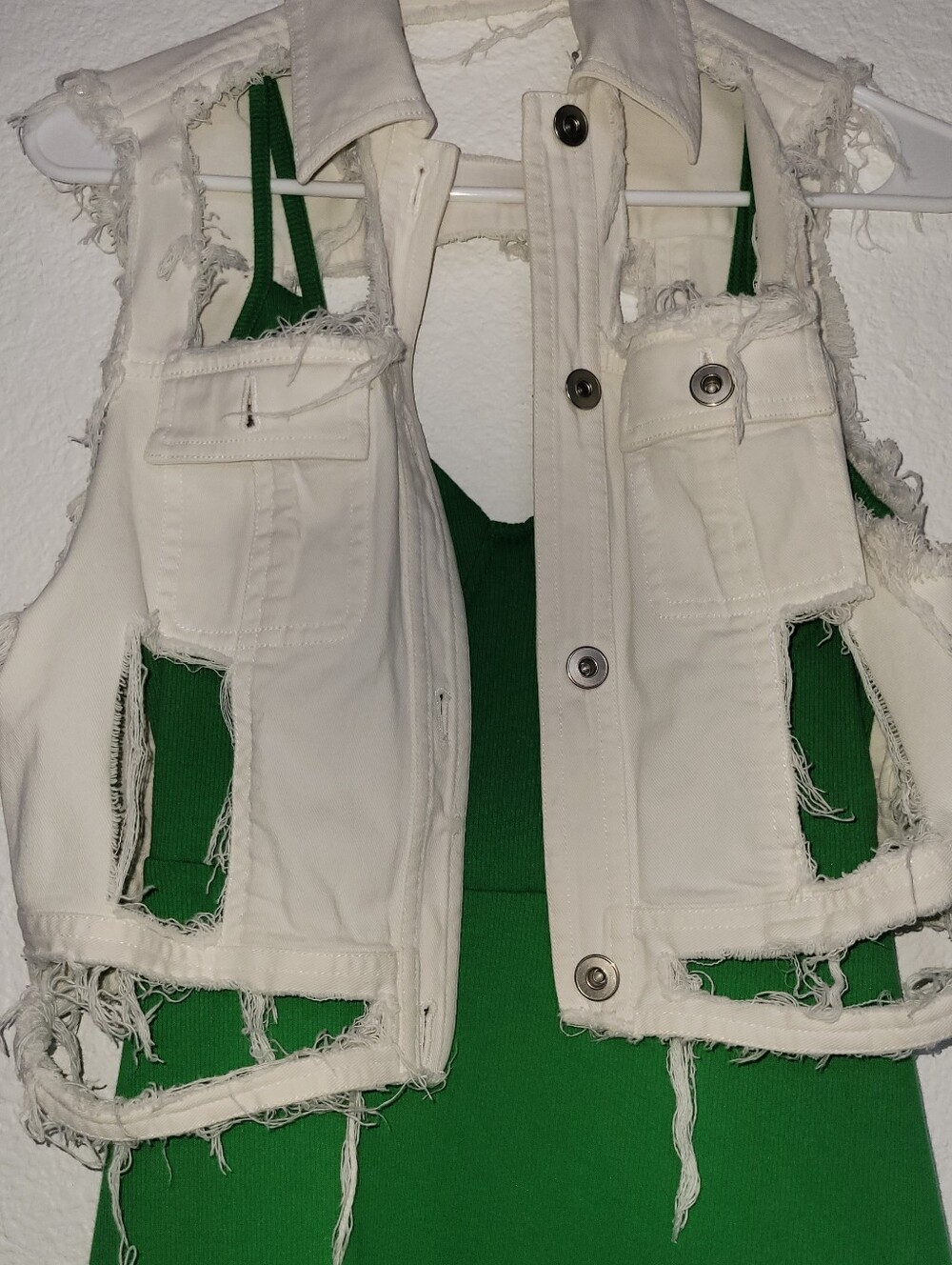 White Distressed Denim Vest ONLY (dress is separate )